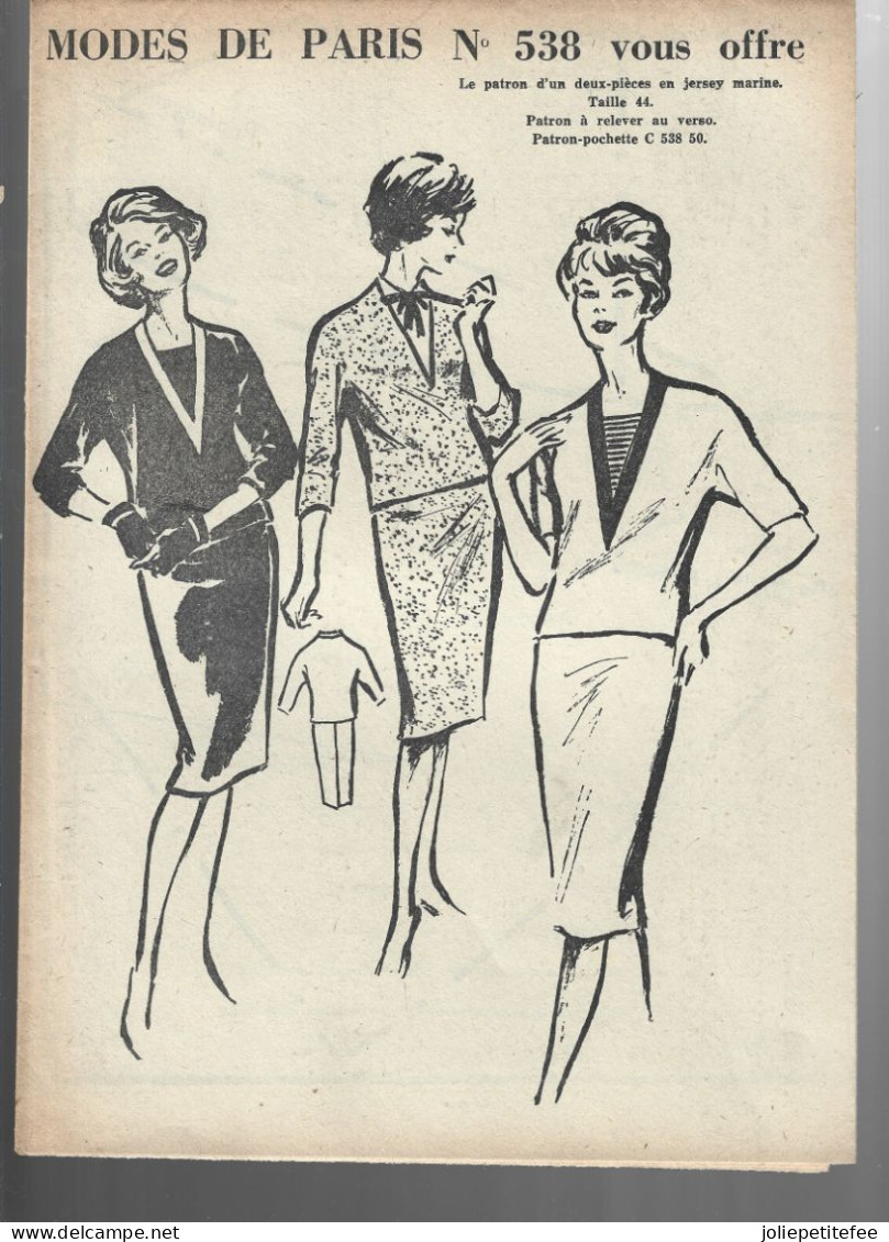 Magazine: N°538 -  1959    " MODE DE PARIS + PATRON D'UN DEUX PIECES T 44. - Fashion