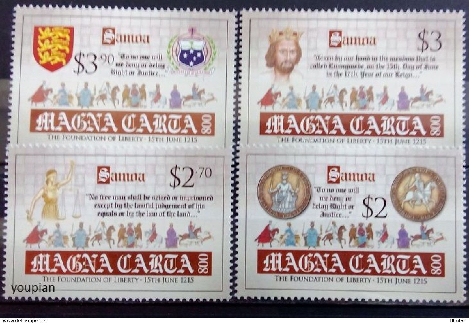 Samoa 2015, 800th Anniversary Of The Declaration Of The Magna Carta, MNH Stamps Set - Samoa