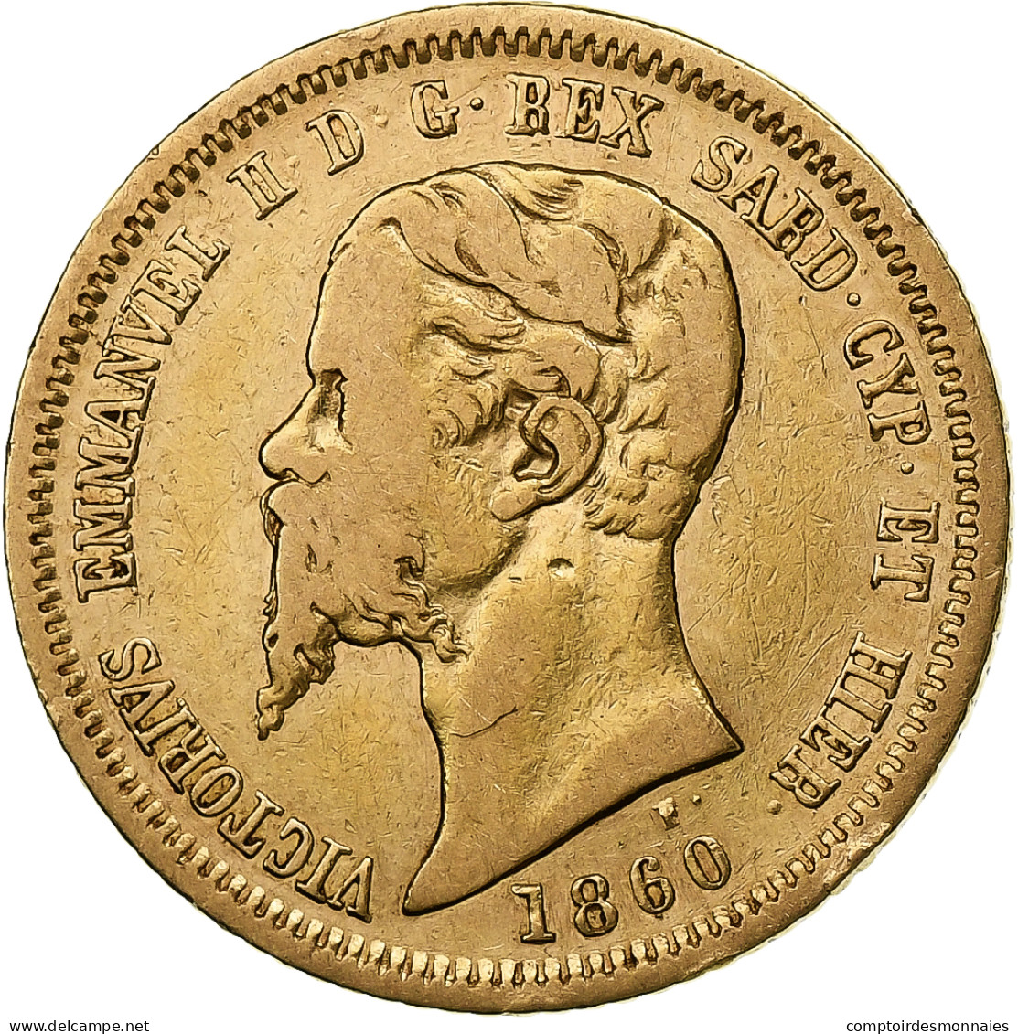 États Italiens, SARDINIA, Vittorio Emanuele II, 10 Lire, 1860, Turin, Très - Italian Piedmont-Sardinia-Savoie