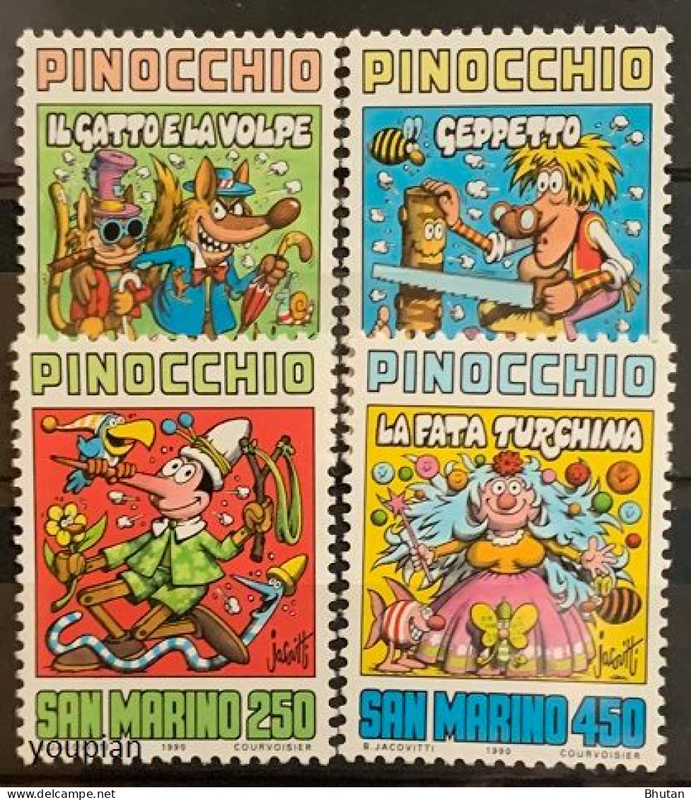 San Marino 1990, 100th Death Anniversary Of Carlo Collodi, MNH Stamps Set - Unused Stamps