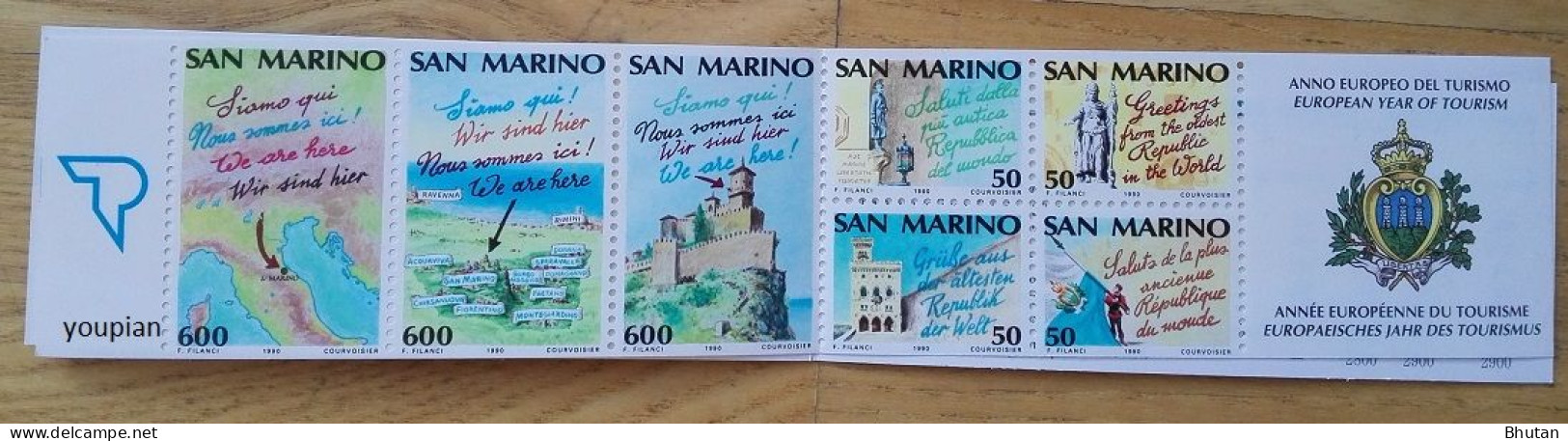 San Marino 1990, European Year Of Tourism, MNH Stamps Set - Booklet - Unused Stamps