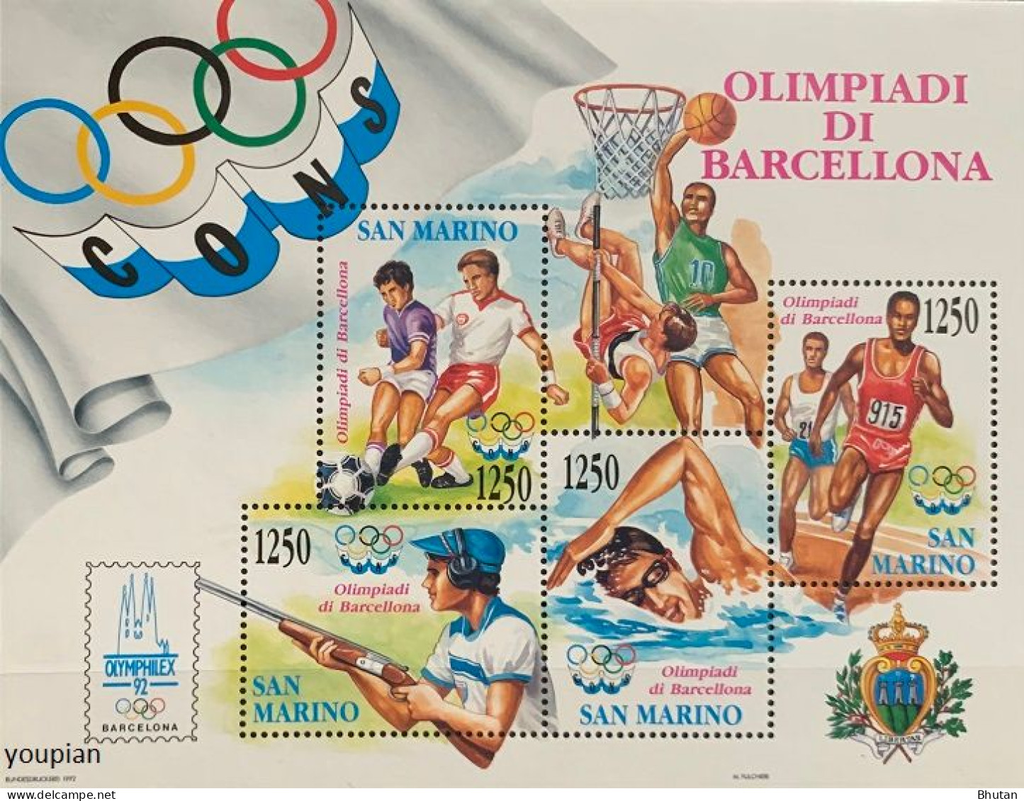 San Marino 1992, Summer Olympic Games In Barcelona, MNH S/S - Unused Stamps