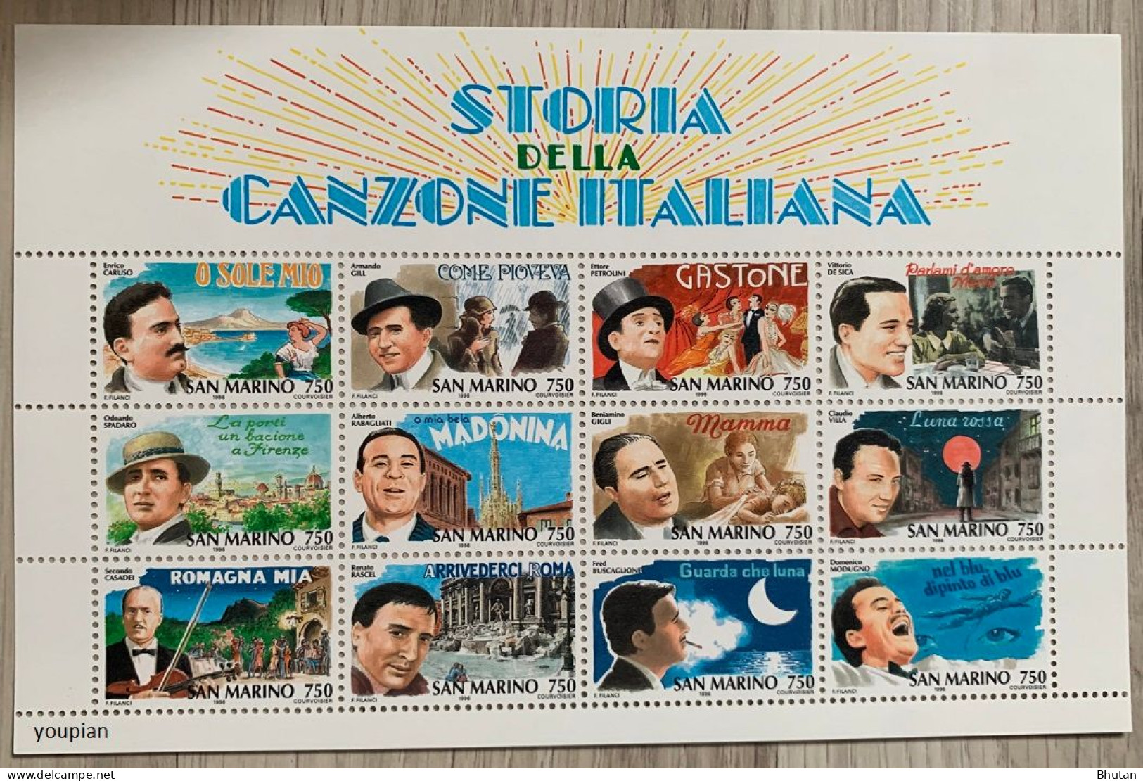 San Marino 1996, History Of Italian Music - Singers, MNH Sheetlet - Unused Stamps