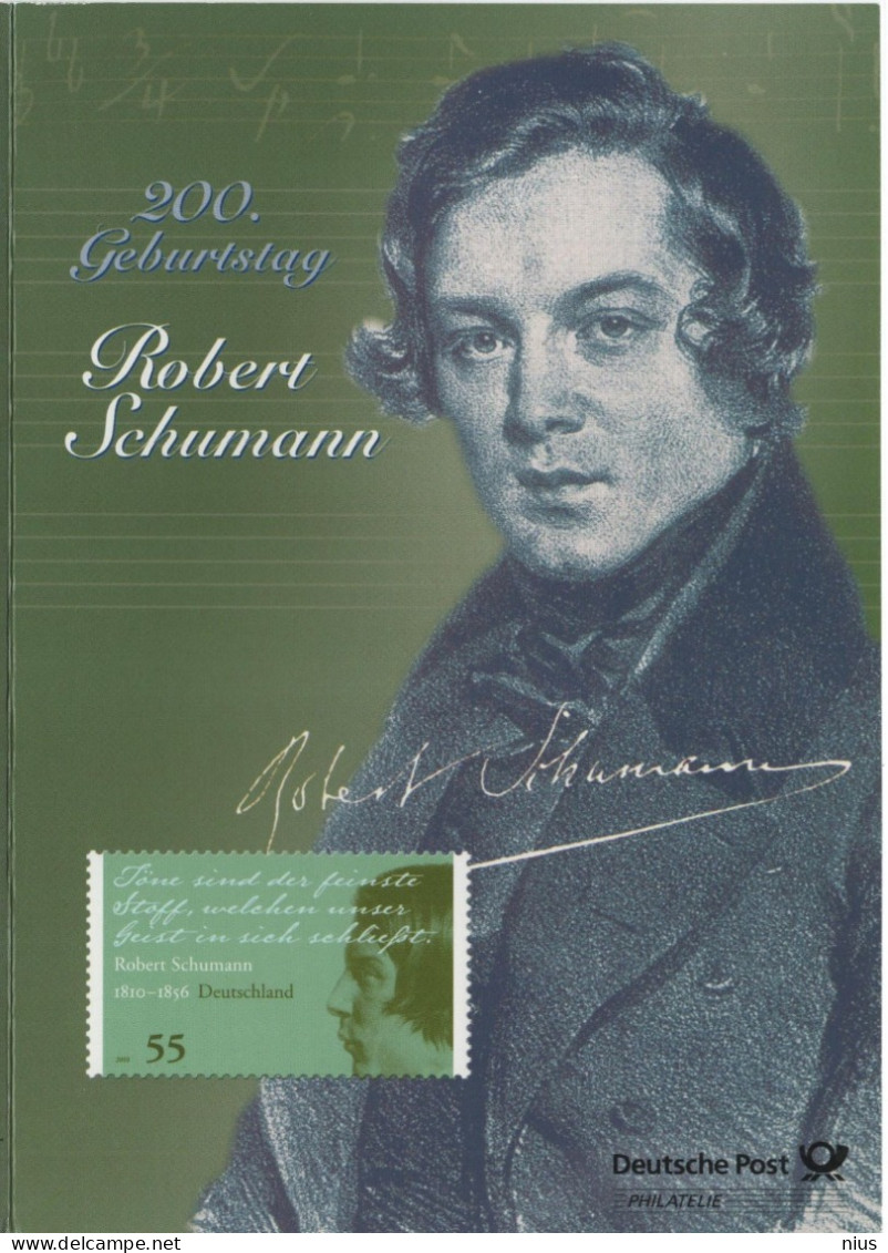 Germany Deutschland 2010 200. Geburtstag Robert Schumann + Brahms Block, Music Musik Composer Komponist, Berlin - 2001-2010