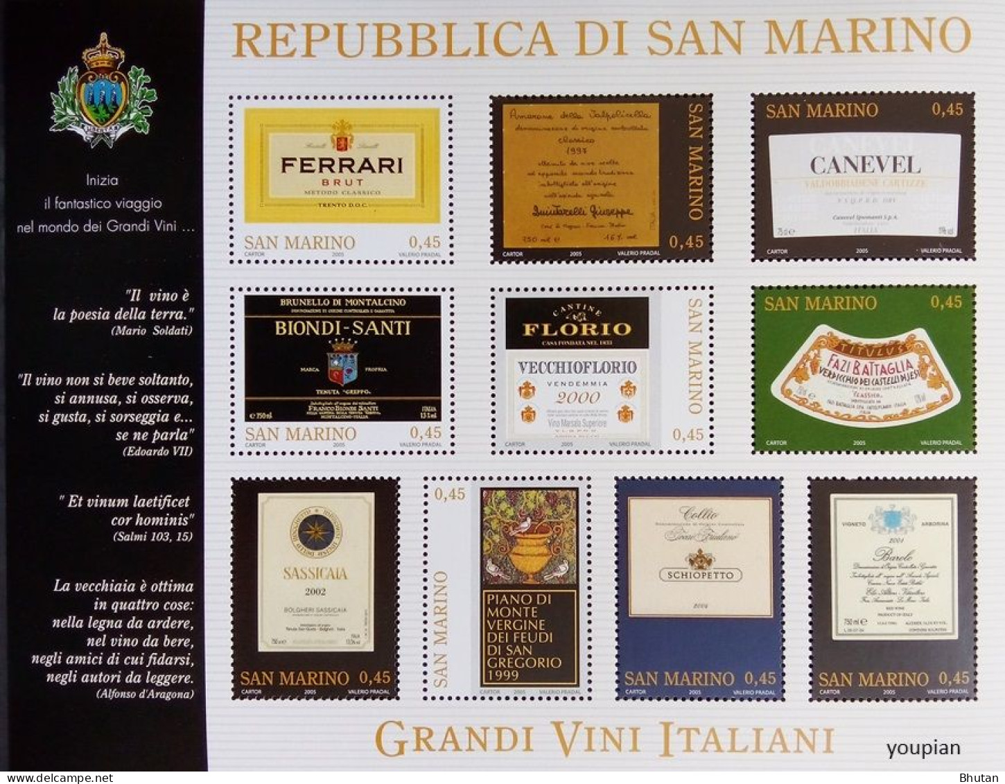 San Marino 2005, Italian Wines, MNH S/S - Ungebraucht