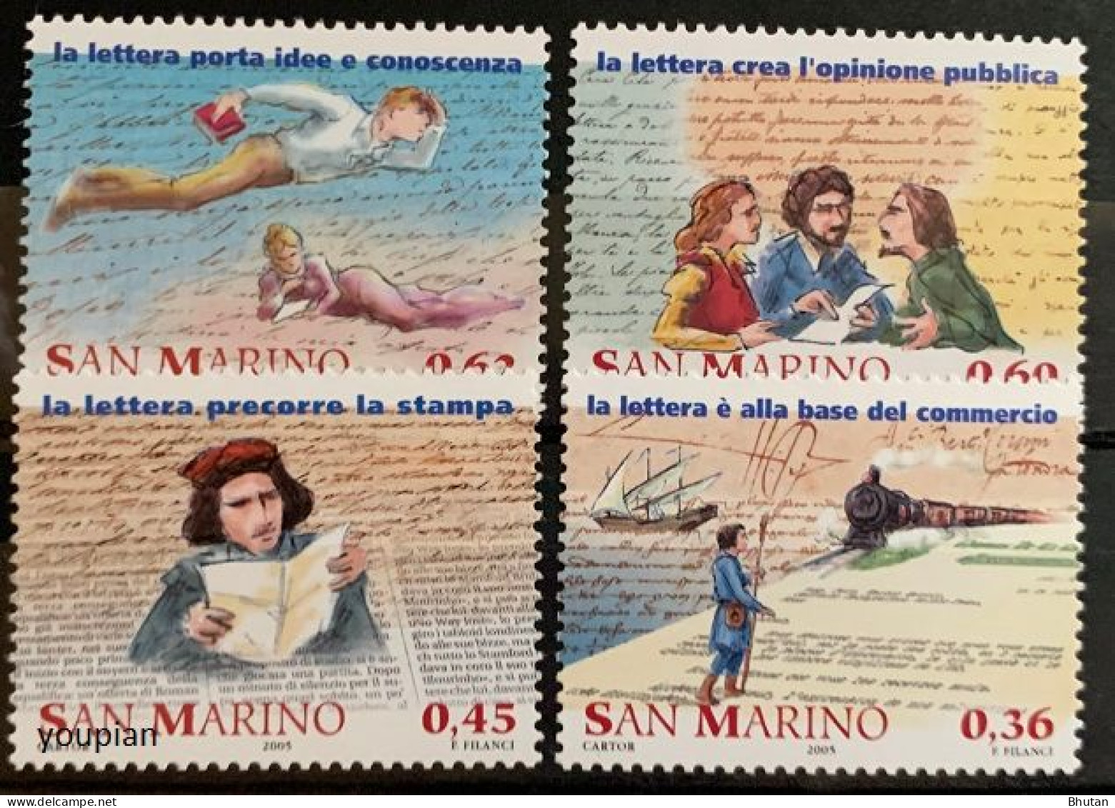 San Marino 2005, Postal History - The Letter, MNH Stamps Set - Ungebraucht