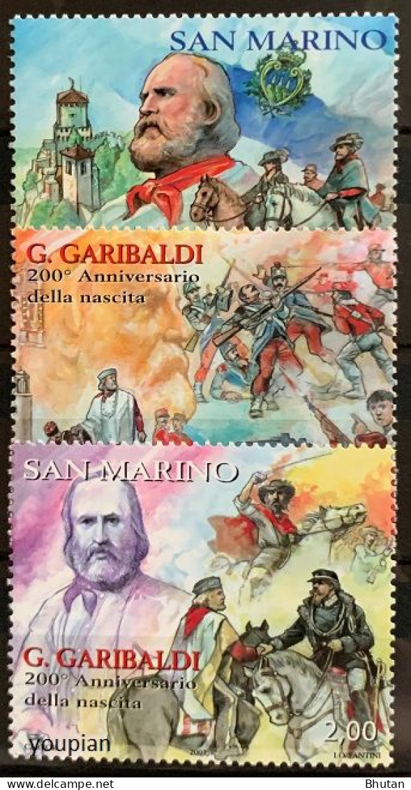 San Marino 2007, 200th Birth Anniversary Of Giuseppe Garibaldi, MNH Stamps Set - Neufs