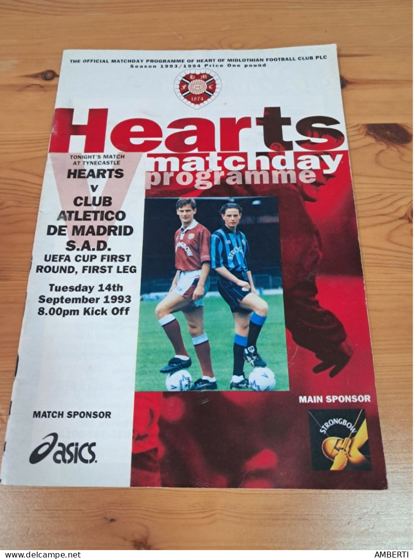 Programa Heart At De Madrid Copa De La UEFA 1993/94 - Sports