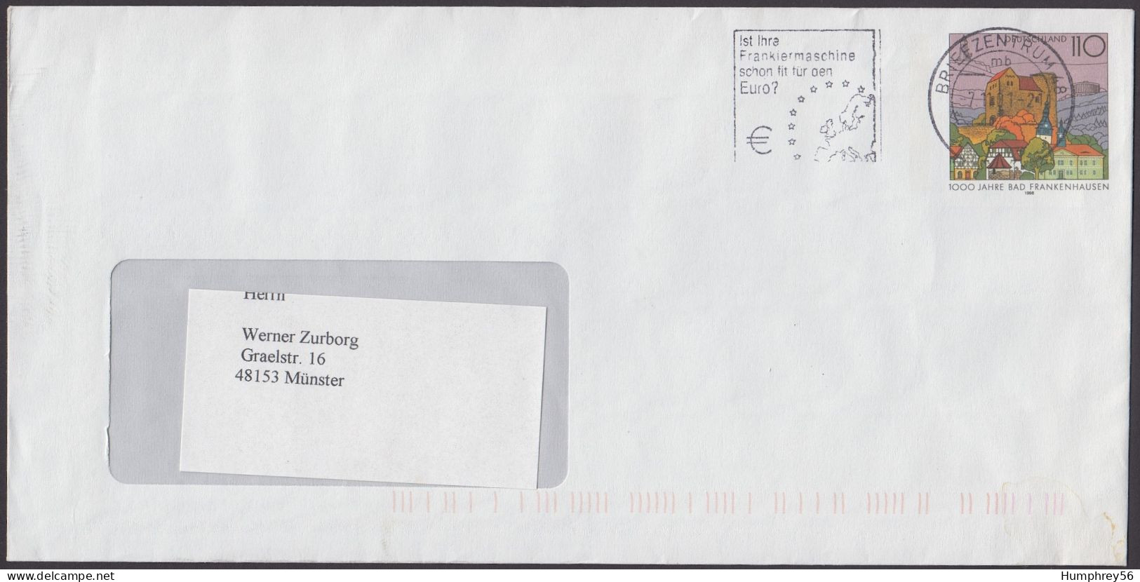 1998 - GERMANY - Cover (Postal Stationery) - 1000 Years Of Bad Frankenhausen (998-1998) + BRIEFZENTRUM 48 - Buste - Usati