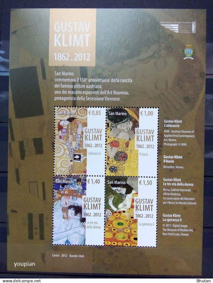 San Marino 2012, 150th Birth Anniversary Of Gustav Klimt, MNH Stamps Set - Unused Stamps