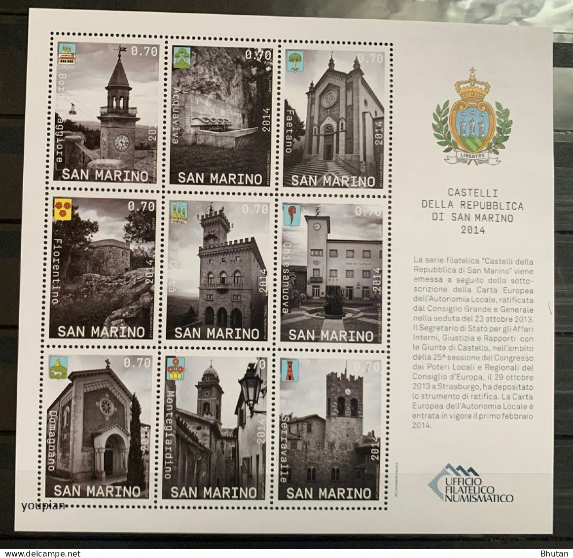 San Marino 2014, Towns Municipalities, MNH Sheetlet - Unused Stamps