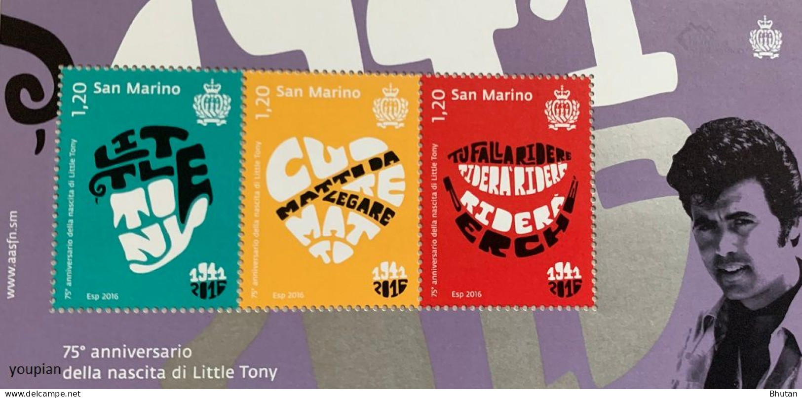 San Marino 2016, 75th Birth Anniversary Of Little Tony, MNH S/S - Nuovi