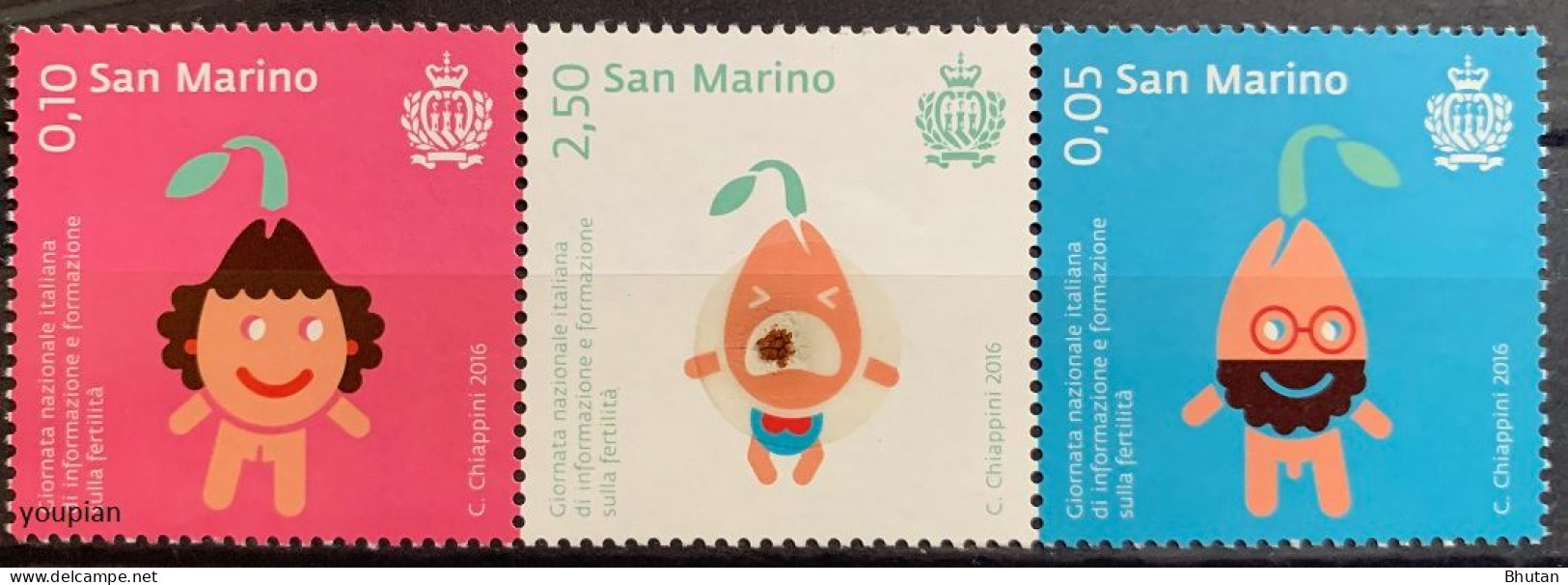 San Marino 2016, Italian Fertility Day, MNH Unusual Stamps Strip - Neufs