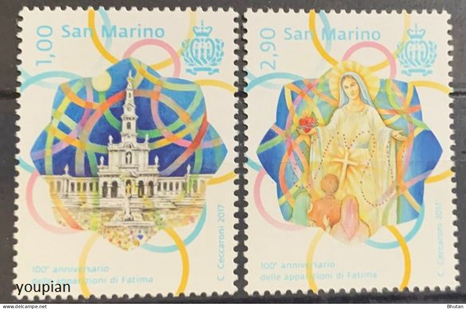 San Marino 2017, Centenary Of The Apparitions Of Our Lady Of Fatim, MNH Stamps Set - Ungebraucht