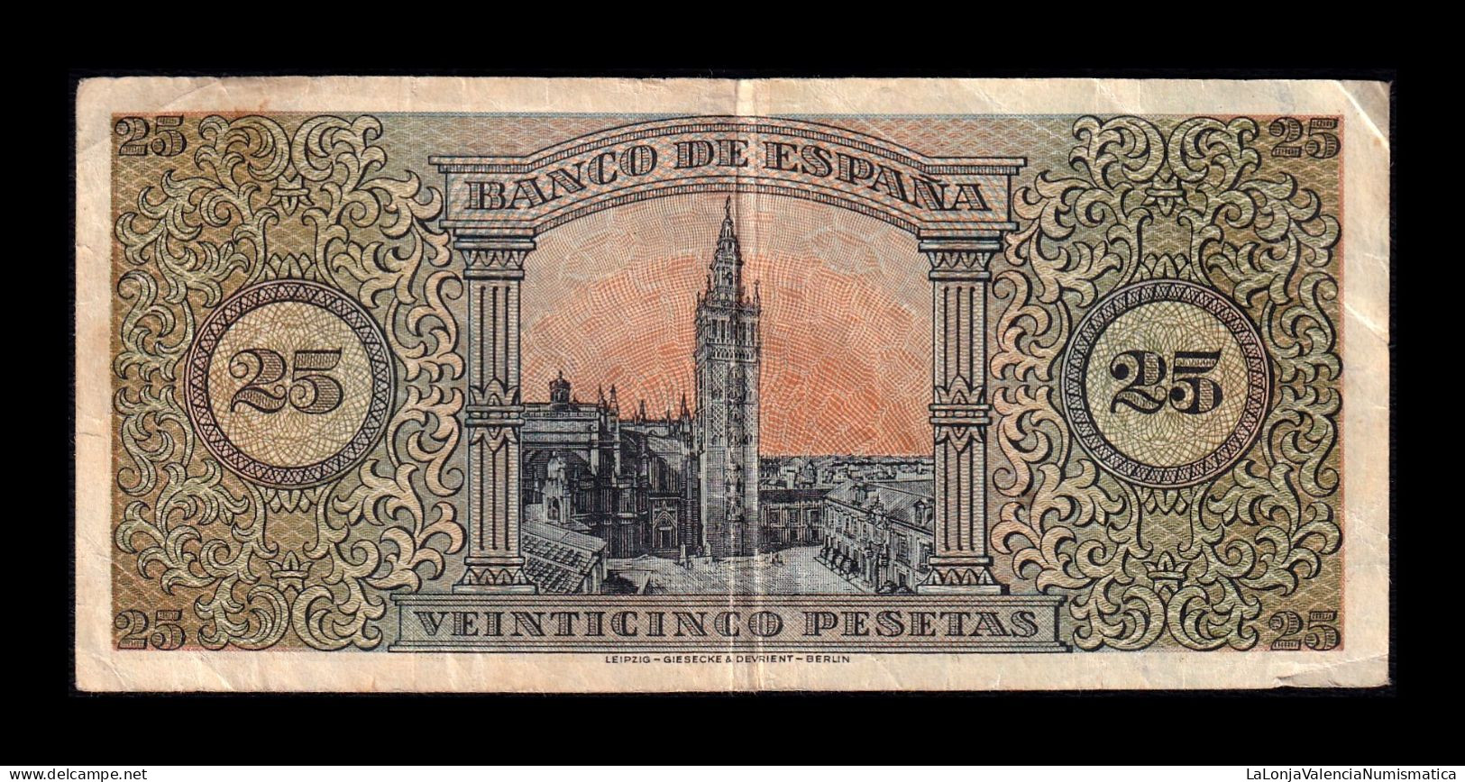 España Spain 25 Pesetas Burgos 1938 Pick 111 Serie A Mbc Vf - 25 Pesetas