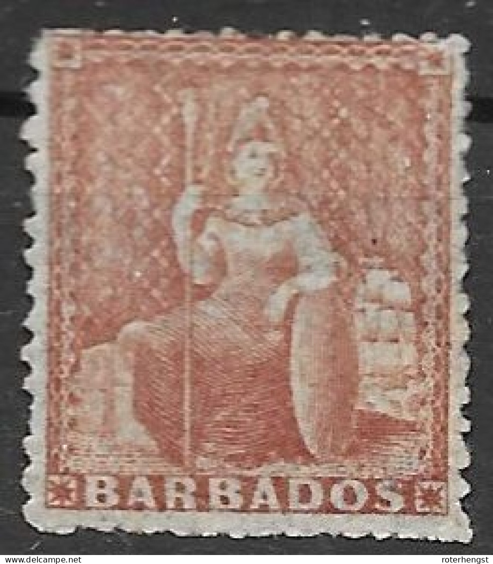 Barbados Mh * 1865 Brown Red 190 Euros Signed - Barbados (...-1966)