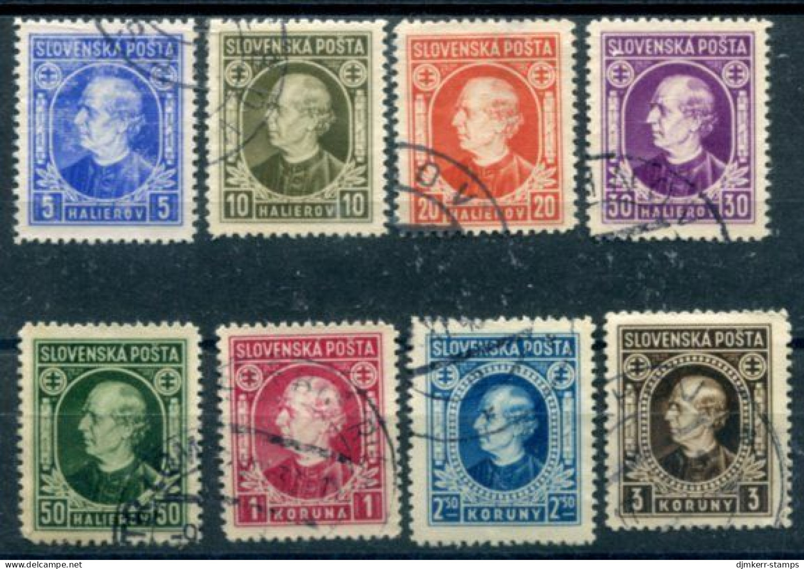 SLOVAKIA 19392 Hlinka Definitives Set Of 8 Cheapest Used.  Michel 35-42 - Used Stamps