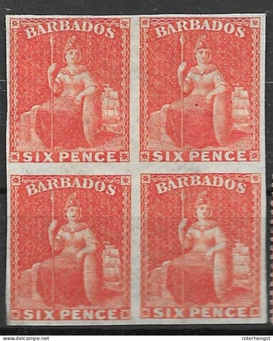 Barbados ** Original Gum 1870 IMPERF 480 Euros For Single Stamps +++++++ - Barbados (...-1966)