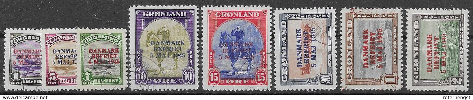 Greenland Almost Complete 1945 Set (only 5Kr Missing) VFU 640 Euros - Usados