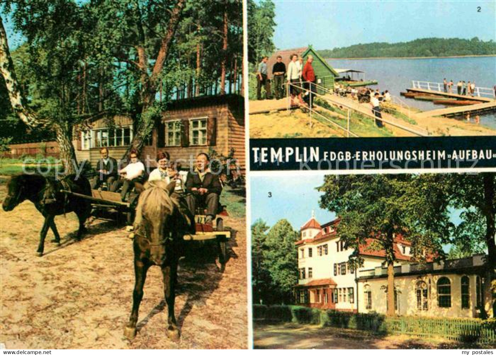 72780440 Templin Ponykutsche Badestrand Luebbesee FDGB Erholungsheim Aufbau Temp - Templin