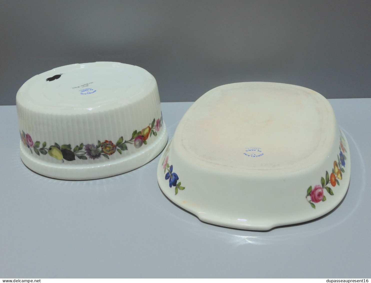 -PLAT A SOUFFLET & PLAT Forme OVALE LES QUATRES SAISONS PORCELAINE PARIS    E