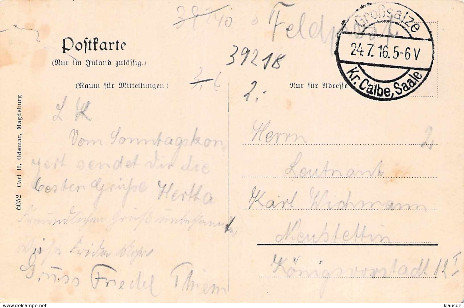 Bad Elmen - Partieam Gradierwerk Gel.1916 Feldpost - Schoenebeck (Elbe)