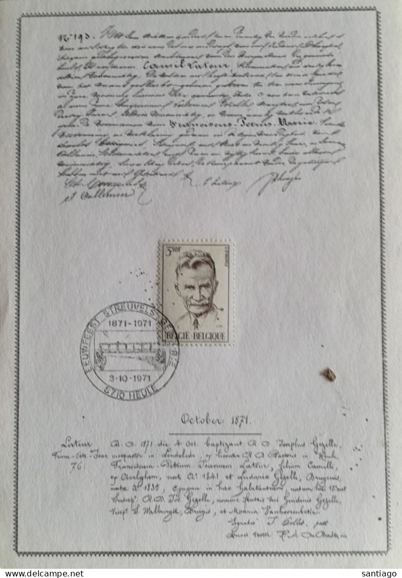 Nr 1604  Stijn Streuvels / Kaart Met Geboorteacte - Lettres & Documents