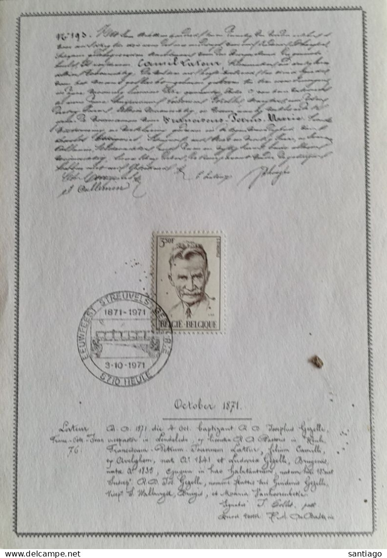 Nr 1604  Stijn Streuvels / Kaart Met Geboorteacte - Storia Postale