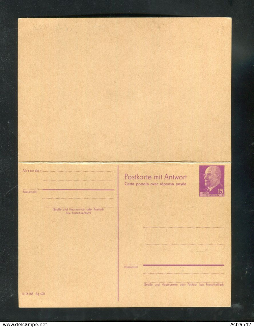 "DDR" 1966, Postkarte Mit Antwortkarte Mi. P 78 ** (50115) - Postkaarten - Ongebruikt