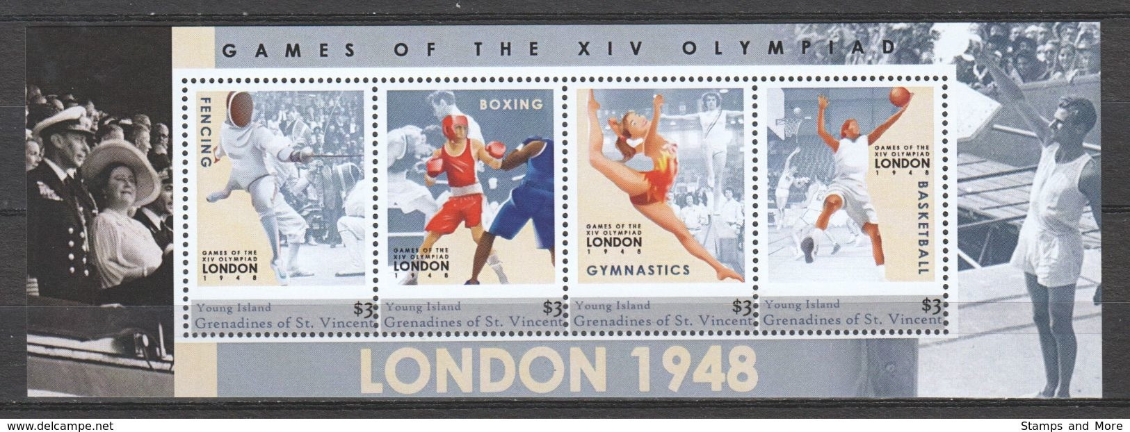 St Vincent Grenadines (Young Island) - MNH Sheet 2 SUMMER OLYMPICS LONDON 1948 - Summer 1948: London