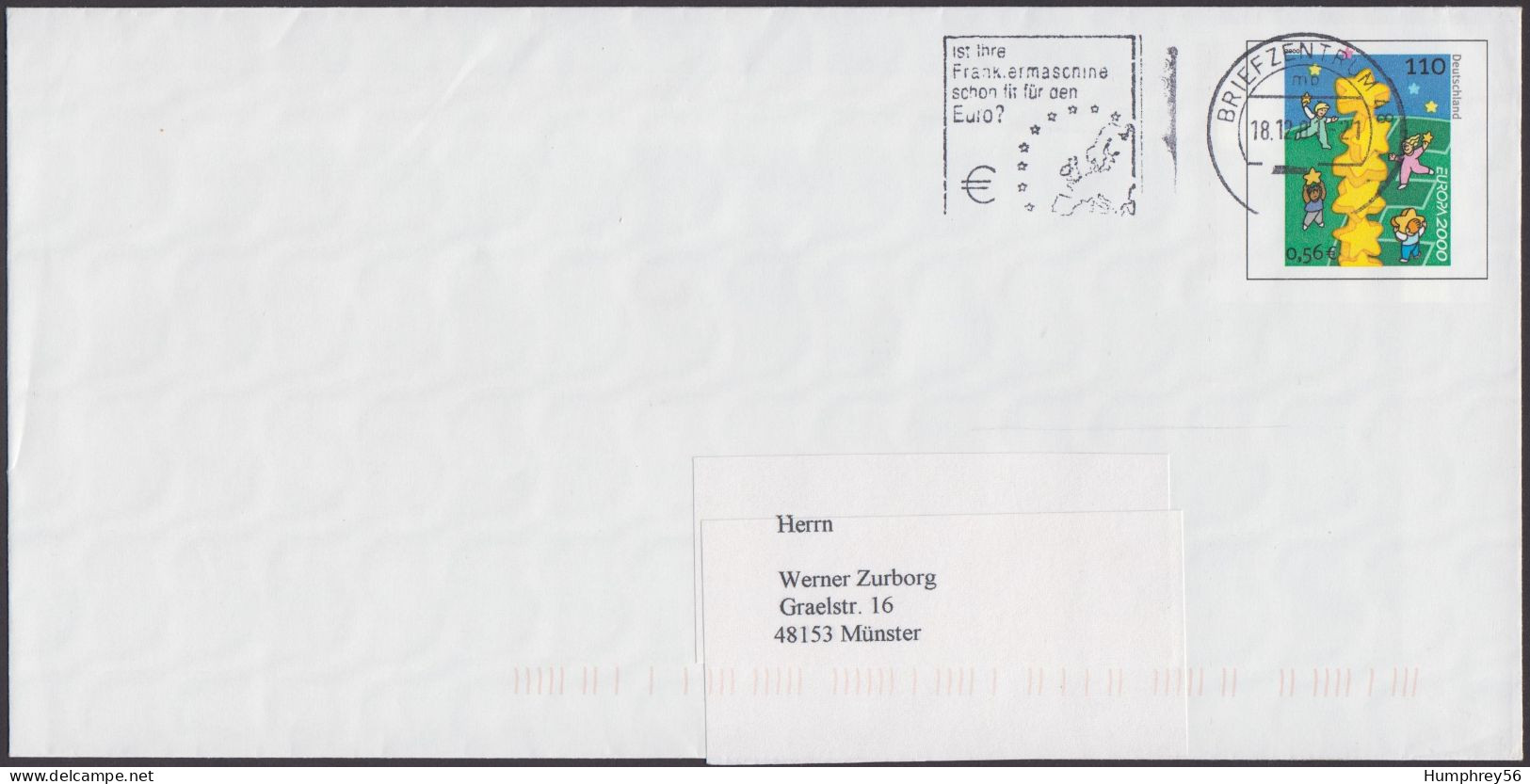 2001 - GERMANY - Cover (Postal Stationery) - Europe 2000 [Michel USo21AII] + BRIEFZENTRUM 48 - Covers - Used