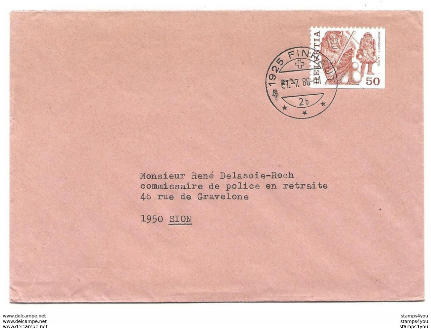 215 - 27 - Enveloppe Envoyée De Finhaut (Valais) 1986 - Timbre De Carnet - Covers & Documents