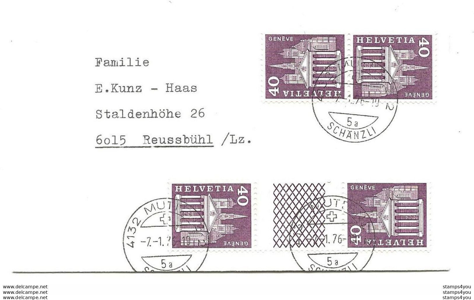 215 - 36 - Enveloppe Recommandée Avec Timbres Tête-bêche Et Pont - Cachets à Date Muttenz 7.1.76. - Kopstaande