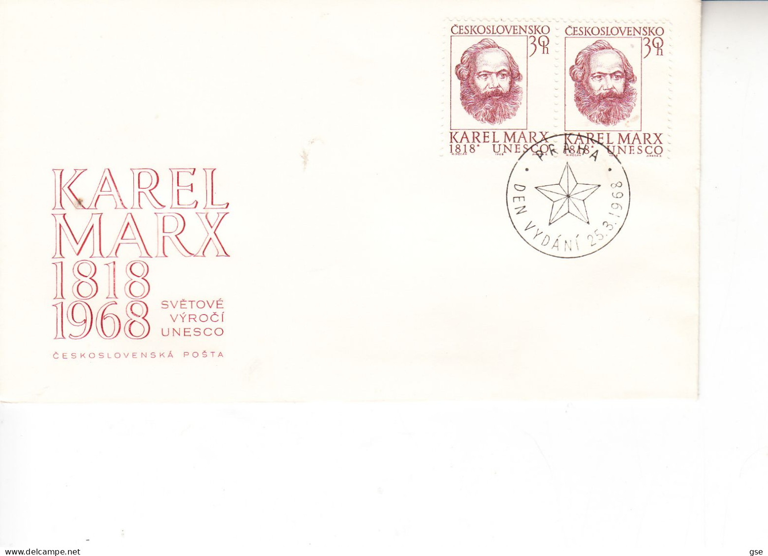 CECOSLOVACCHIA  1968 - Yvert  1627 - Karel Marx - Lettres & Documents