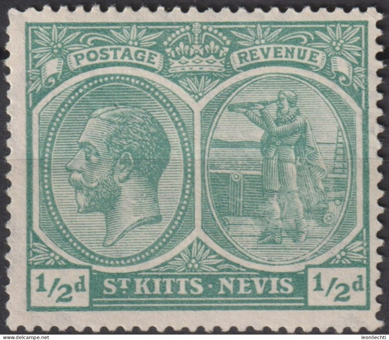 1921 St.Christopher-Nevis & Anguilla * Mi:KN 37, Sn:KN 37a, Yt:KN 59, King George V And Columbus - San Cristóbal Y Nieves - Anguilla (...-1980)