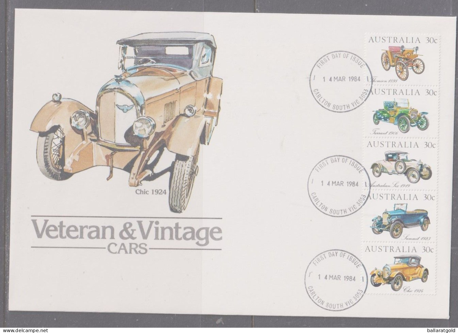 Australia 1984 Vintage & Veteran Cars Big FDC Carlton South First Day Cover - Covers & Documents