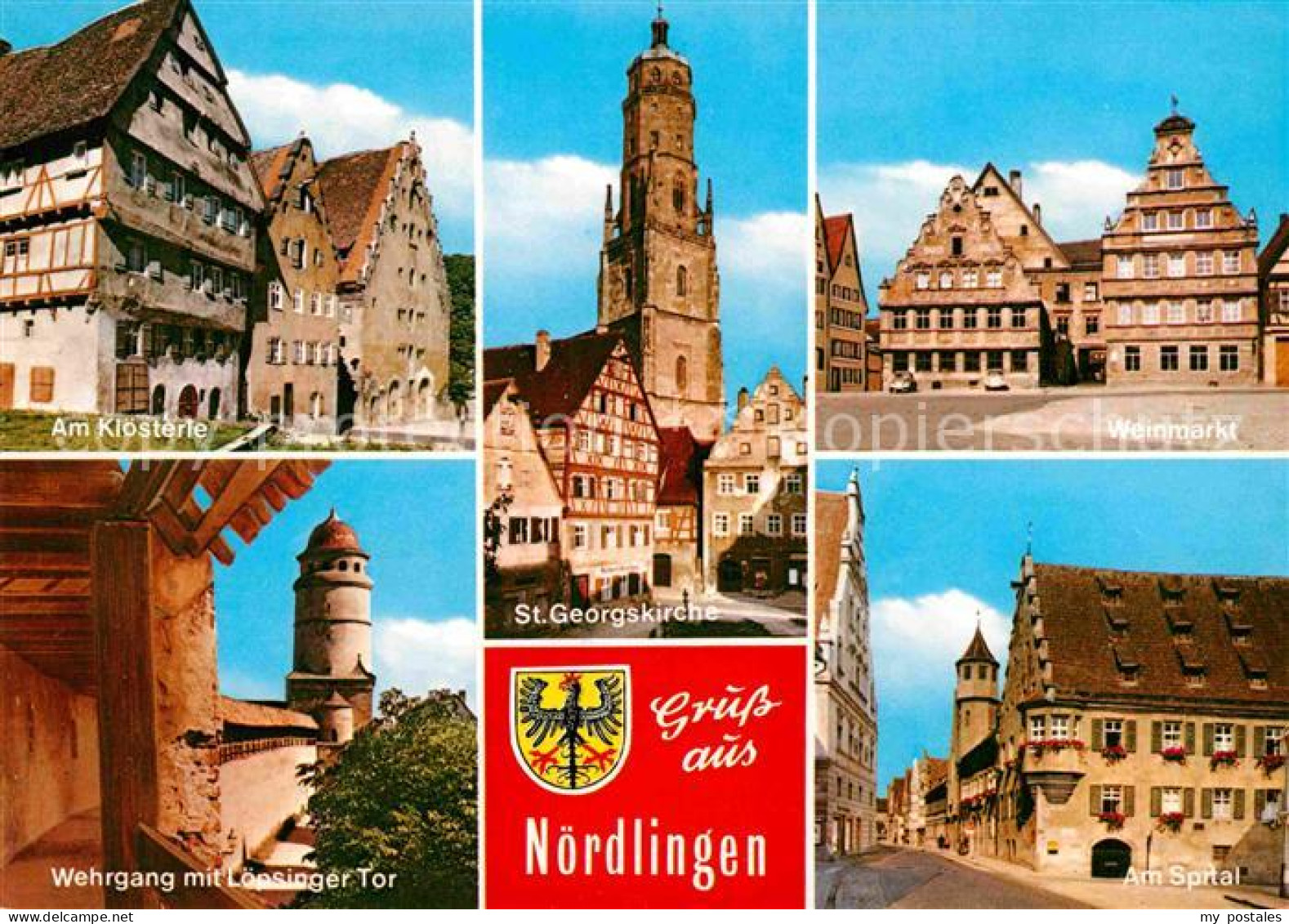 72774589 Noerdlingen St. Georgskirche Weinmarkt Wehrgang Loepsinger Tor  Noerdli - Noerdlingen