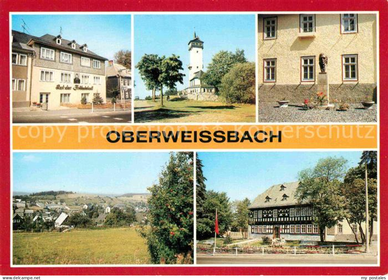 72773398 Oberweissbach Rathaus Froebelturm Froebeldenkmal Panorama Geburtshaus F - Oberweissbach