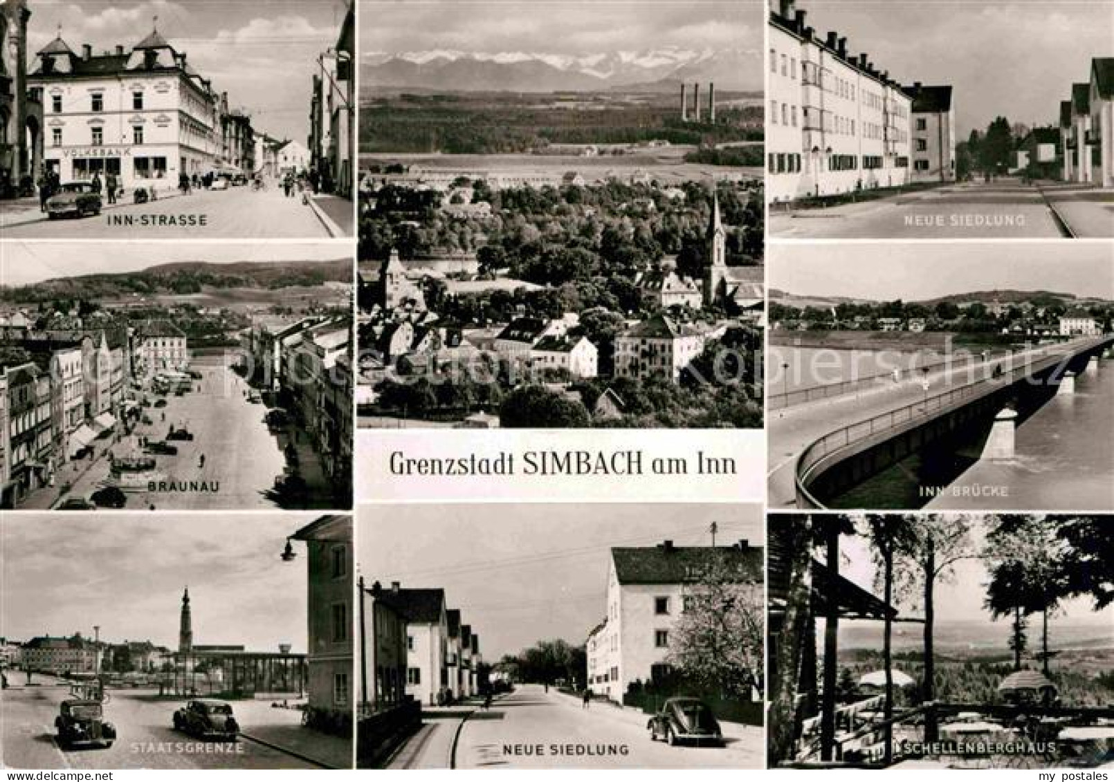 72773332 Simbach Inn Panorama Innstrasse Braunau Innbruecke Staatsgrenze Neue Si - Simbach