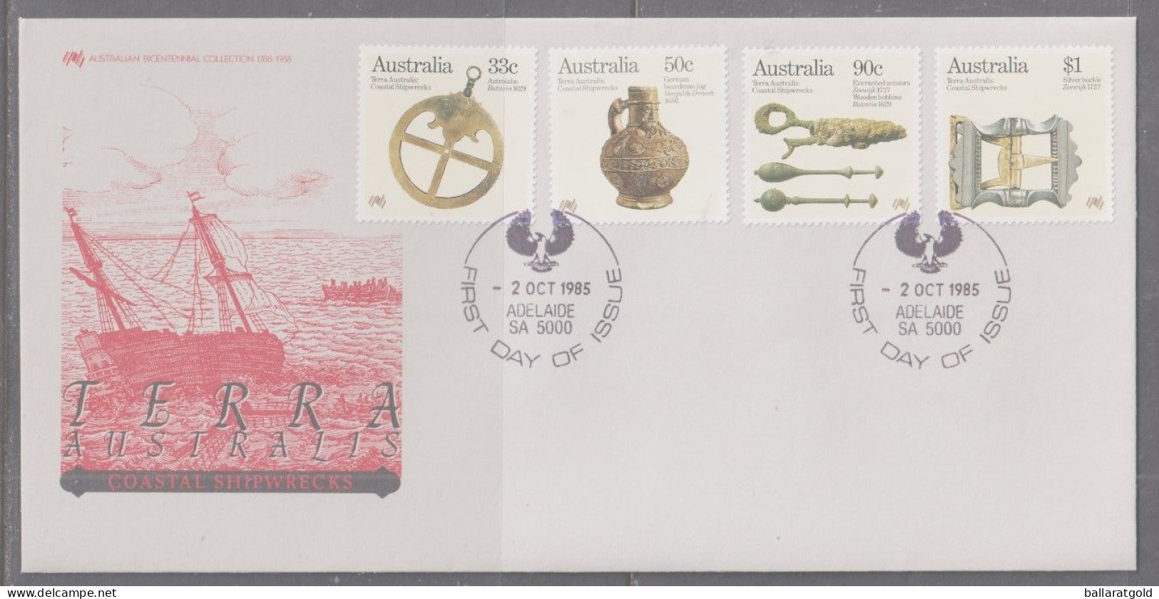 Australia 1985 Shipwrecks First Day Cover - Adelaide SA - Covers & Documents