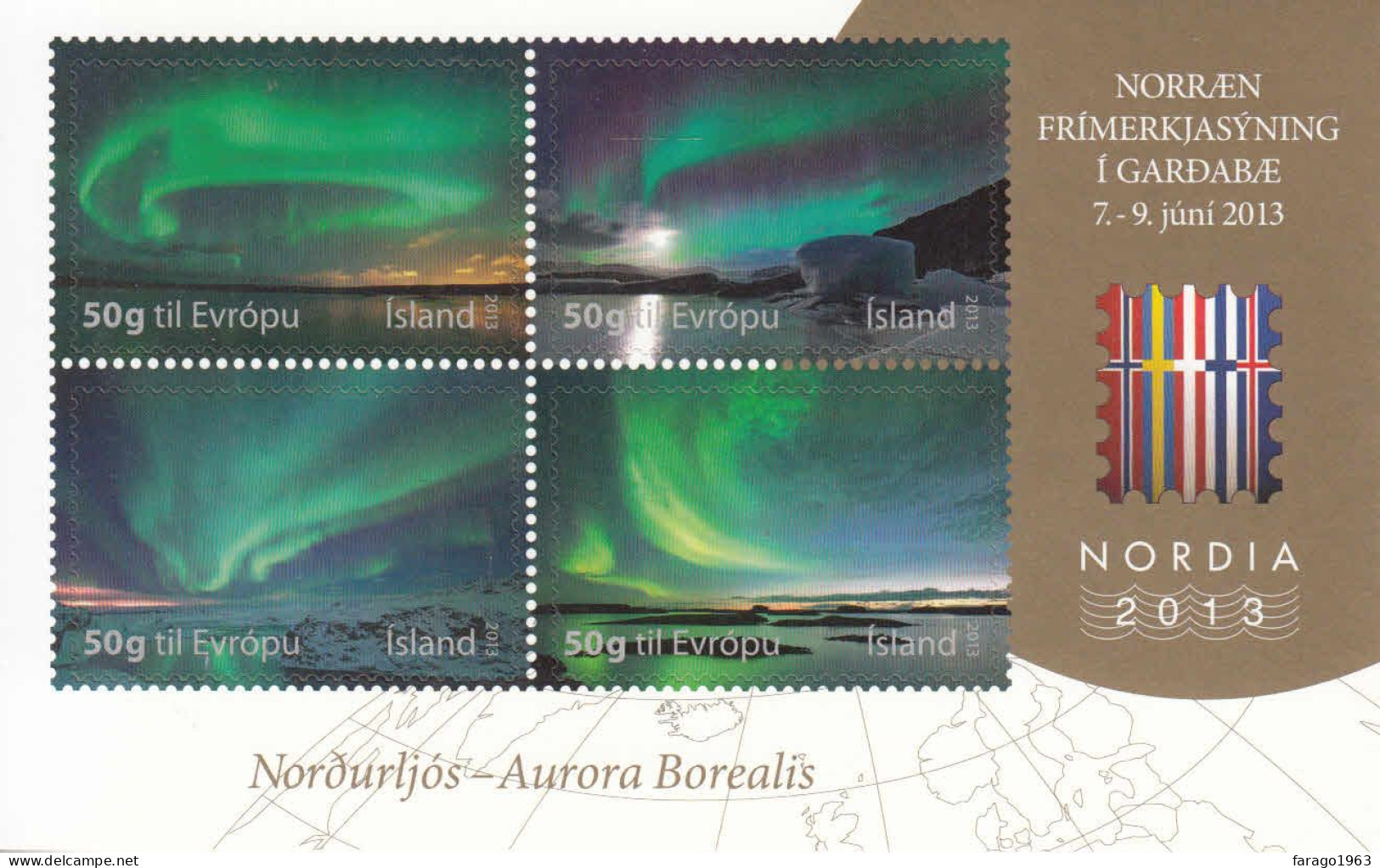 2013 Iceland Aurora Borealis Nordia Astronomy Complete Souvenir Sheet MNH - Ungebraucht