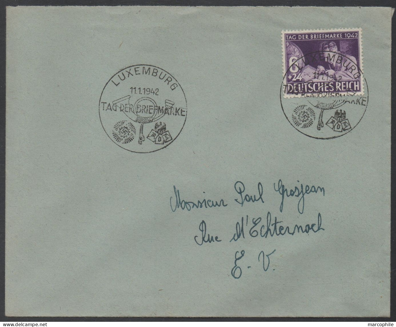 LUXEMBOURG OCCUPATION ALLEMANDE - III REICH / 1942 OBLITERATION ILLUSTREE SUR LETTRE (ref 4540) - 1940-1944 Occupation Allemande