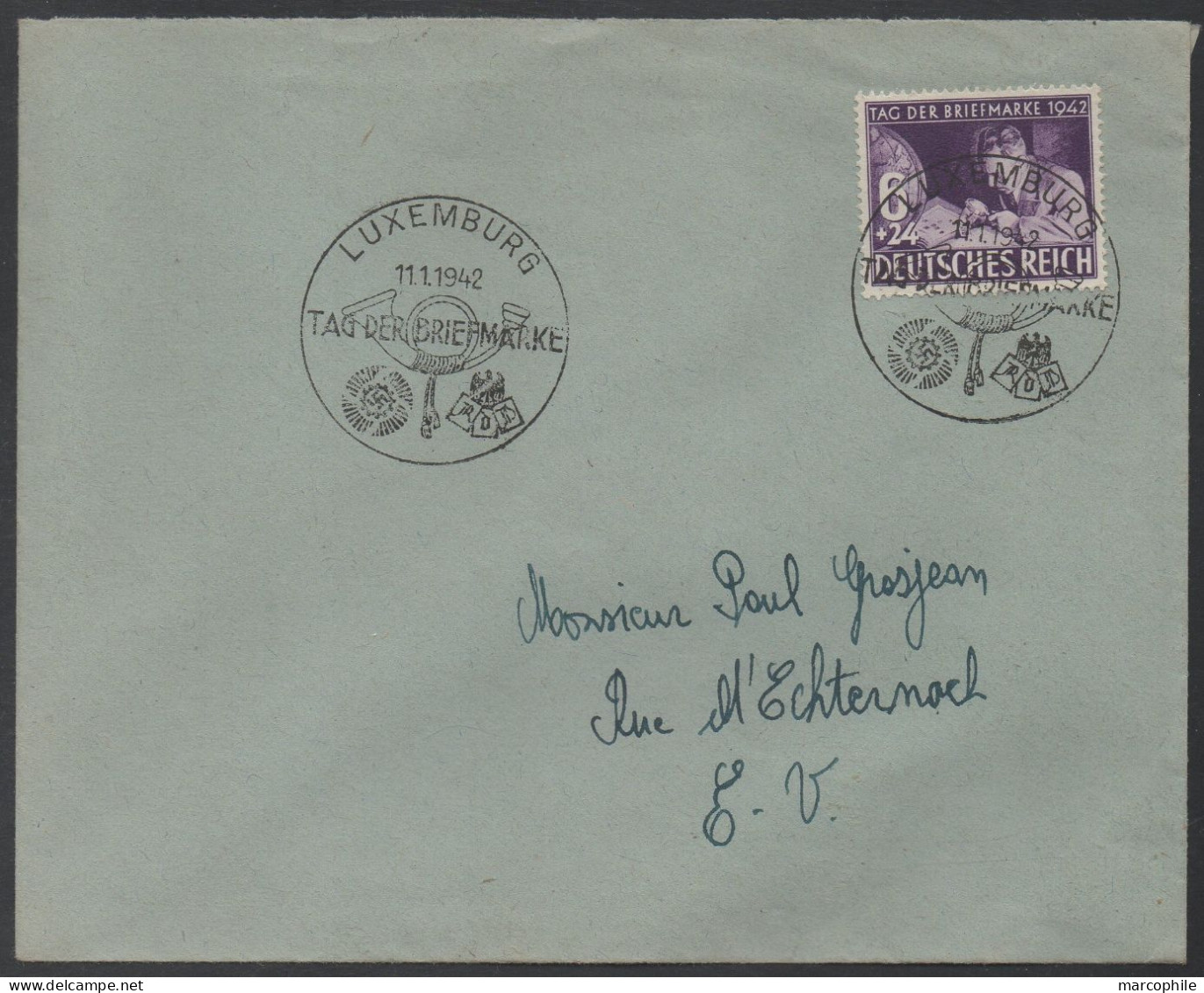 LUXEMBOURG OCCUPATION ALLEMANDE - III REICH / 1942 OBLITERATION ILLUSTREE SUR LETTRE (ref 4540) - 1940-1944 German Occupation