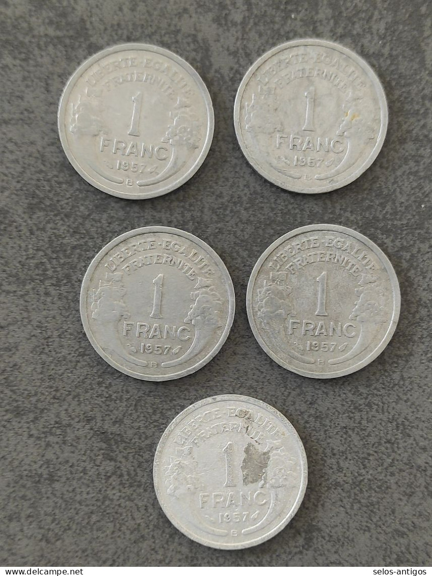 Lot De 5 Pièces De 1 FRANC B 1957 REPUBLIQUE FRANCAISE - 1 Franc