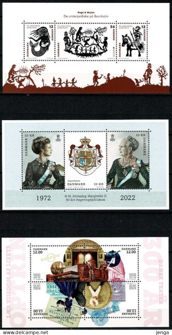 Denmark 2022.  3 Souvenir Sheets, MNH(**). - Neufs