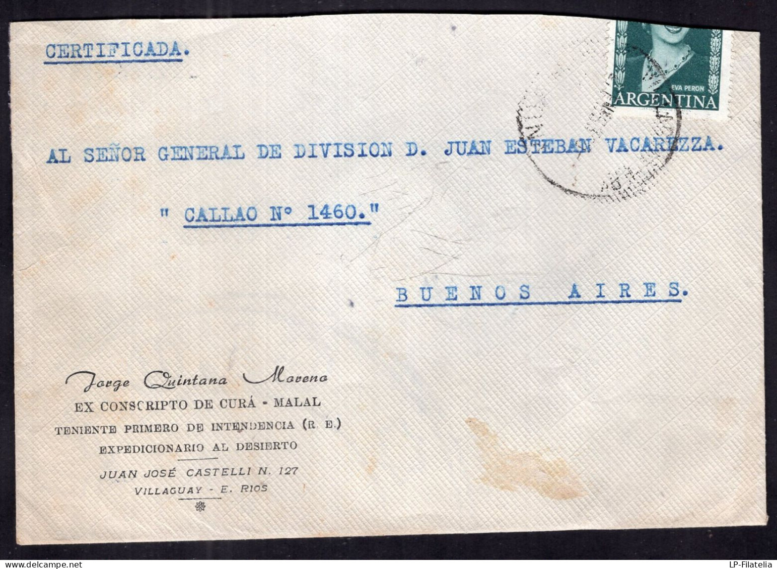 Argentina - 1953 - Letter - "Al General De Division Juan Esteban Vacarezza" - Lettres & Documents