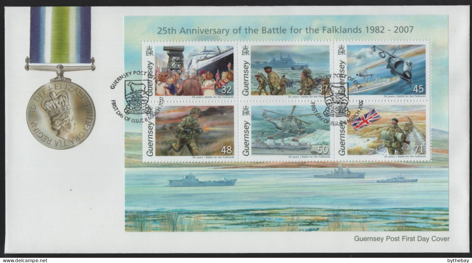 Guernsey 2007 FDC Sc 931a Soldiers, Ship, Planes Battle Of The Falklands Sheet Of 6 - Guernesey