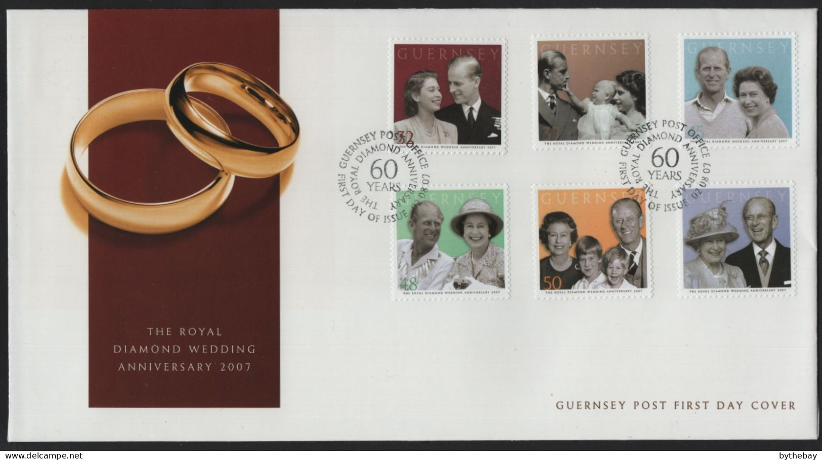 Guernsey 2007 FDC Sc 946-951 QEII, Prince Philip Diamond Anniversary - Guernesey