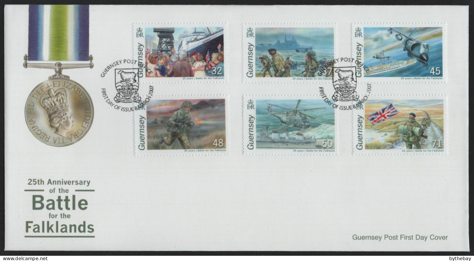 Guernsey 2007 FDC Sc 926-931 Soldiers, Ship, Planes Battle Of The Falklands - Guernesey