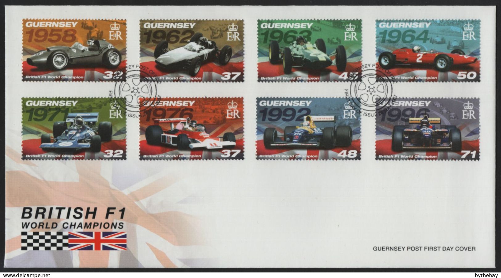 Guernsey 2007 FDC Sc 938-945 British Formula 1 Race Car Champions - Guernesey